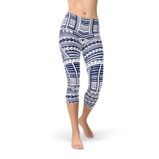 Polynesian Maori Tattoo Capri Leggings - Which Mark