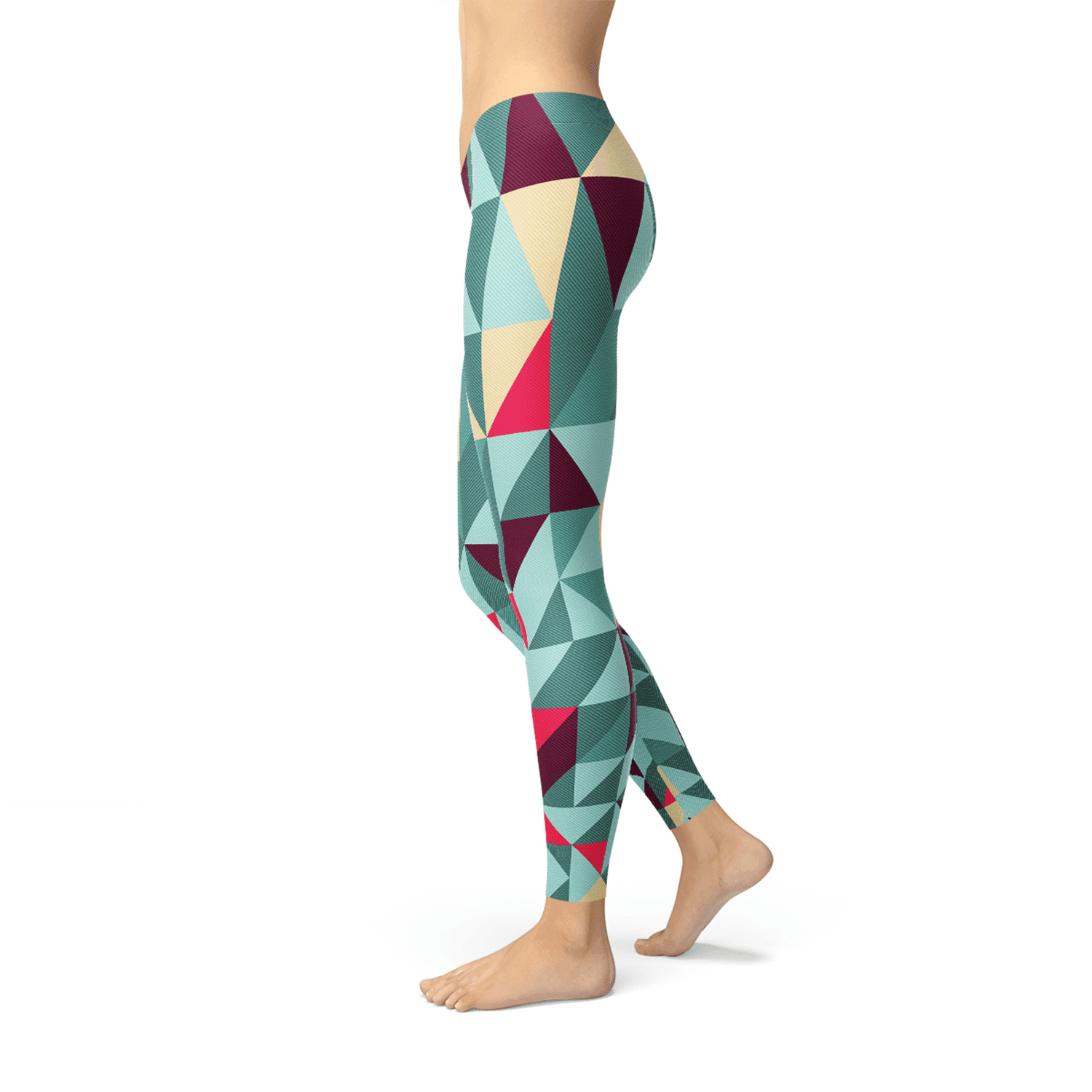 Womens Leggings w/ Colorful Geometric Triangles - Which Mark
