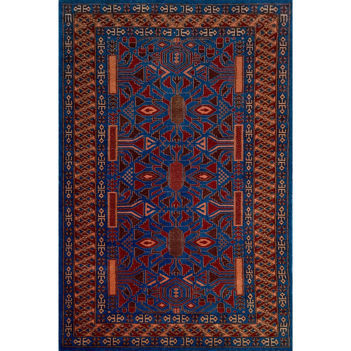 4×6 ft Blue Hand knotted Wool Carpet - Which Mark