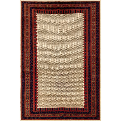 6×9 Feet Wool White Hand Knotted Carpet Tribal - Which Mark