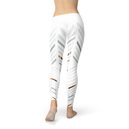 Womens White Stripes Leggings - Which Mark