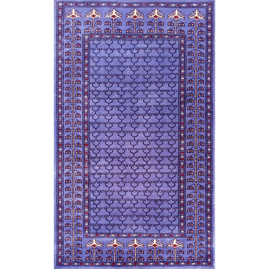 3ft×5ft Purple Hand Knotted Wool Carpet Parda - Which Mark