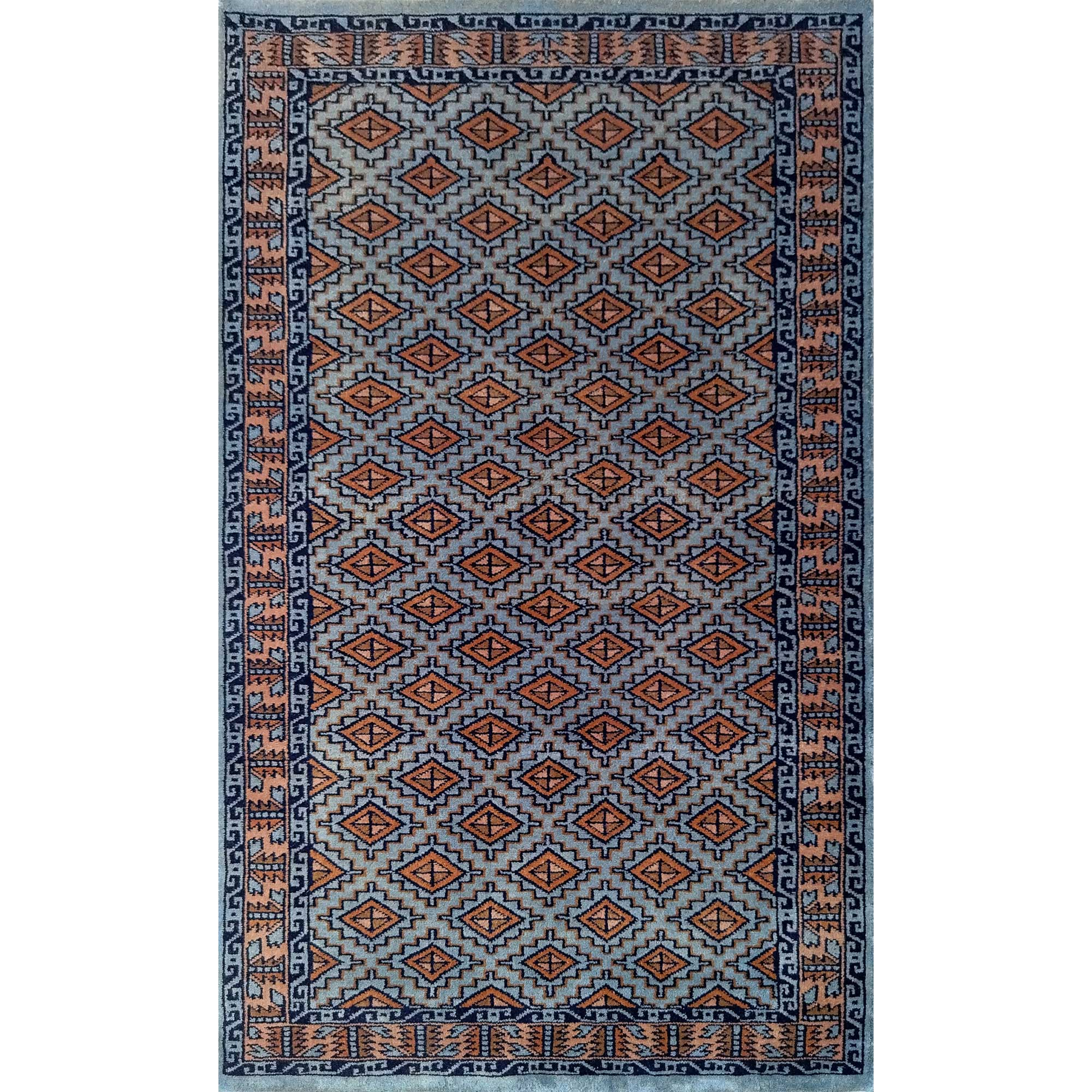 3×5 Feet Gray Hand Knotted Wool Carpet Burfi - Which Mark