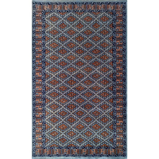3×5 Feet Gray Hand Knotted Wool Carpet Burfi - Which Mark