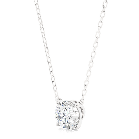 White Gold Moissanite Round Shape Pendant – PT0045 - Which Mark