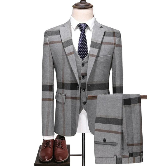 Men's Fashion Slim Single-breasted Suit Vest Pants Set - Which Mark
