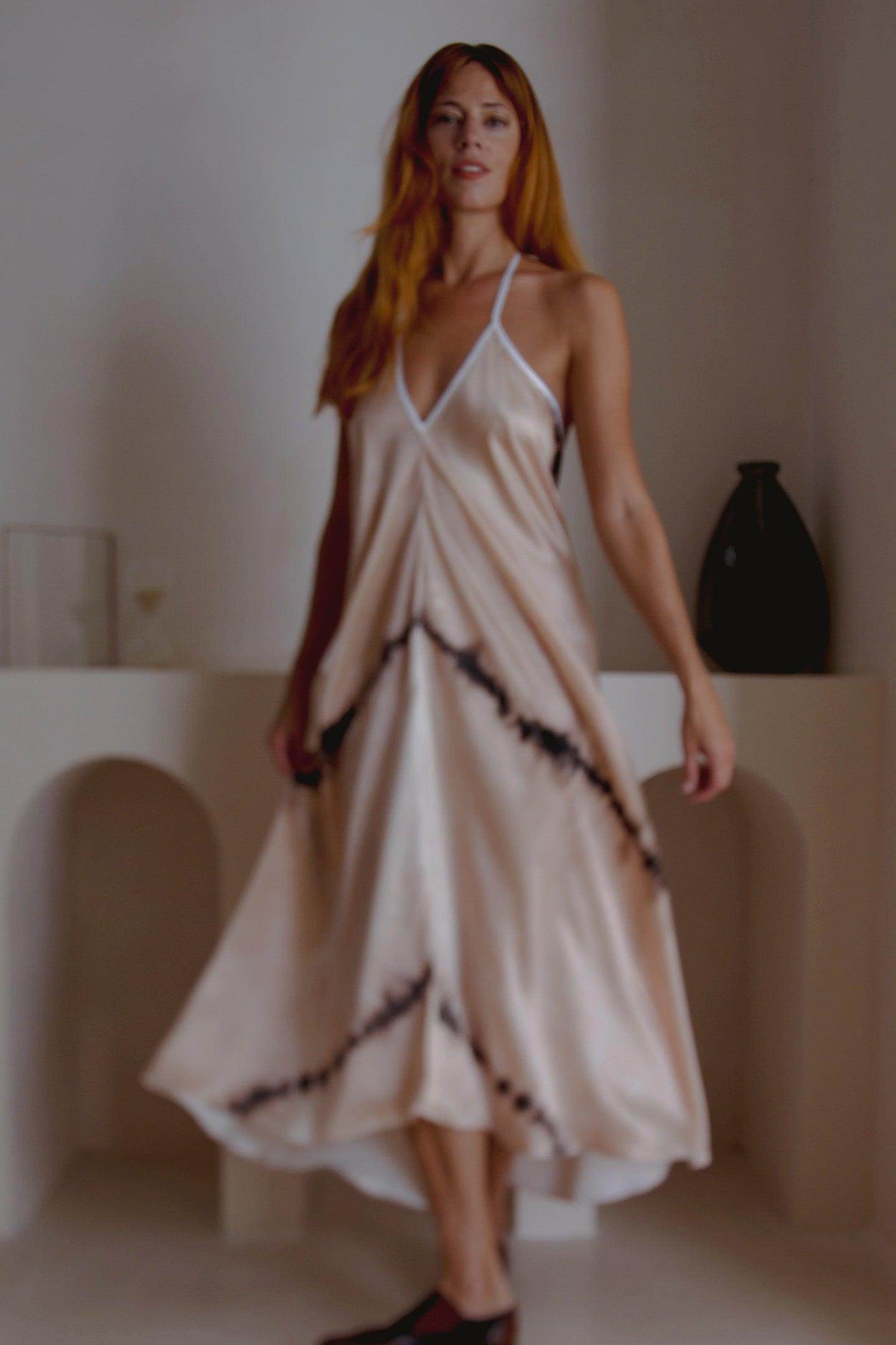 Altair Silk Halter Dress in Shibori - Which Mark