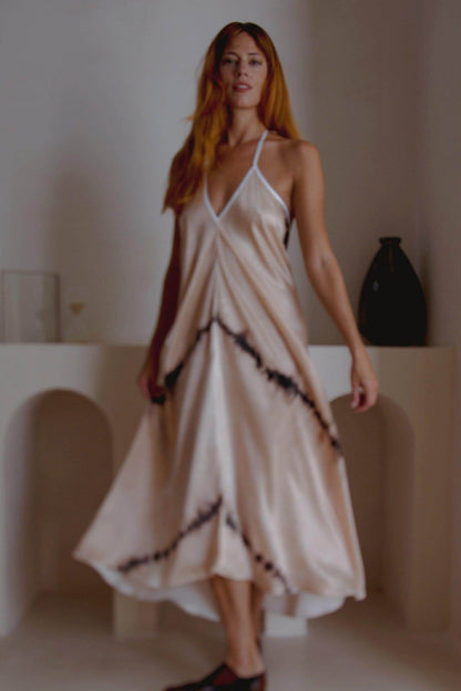 Altair Silk Halter Dress in Shibori - Which Mark