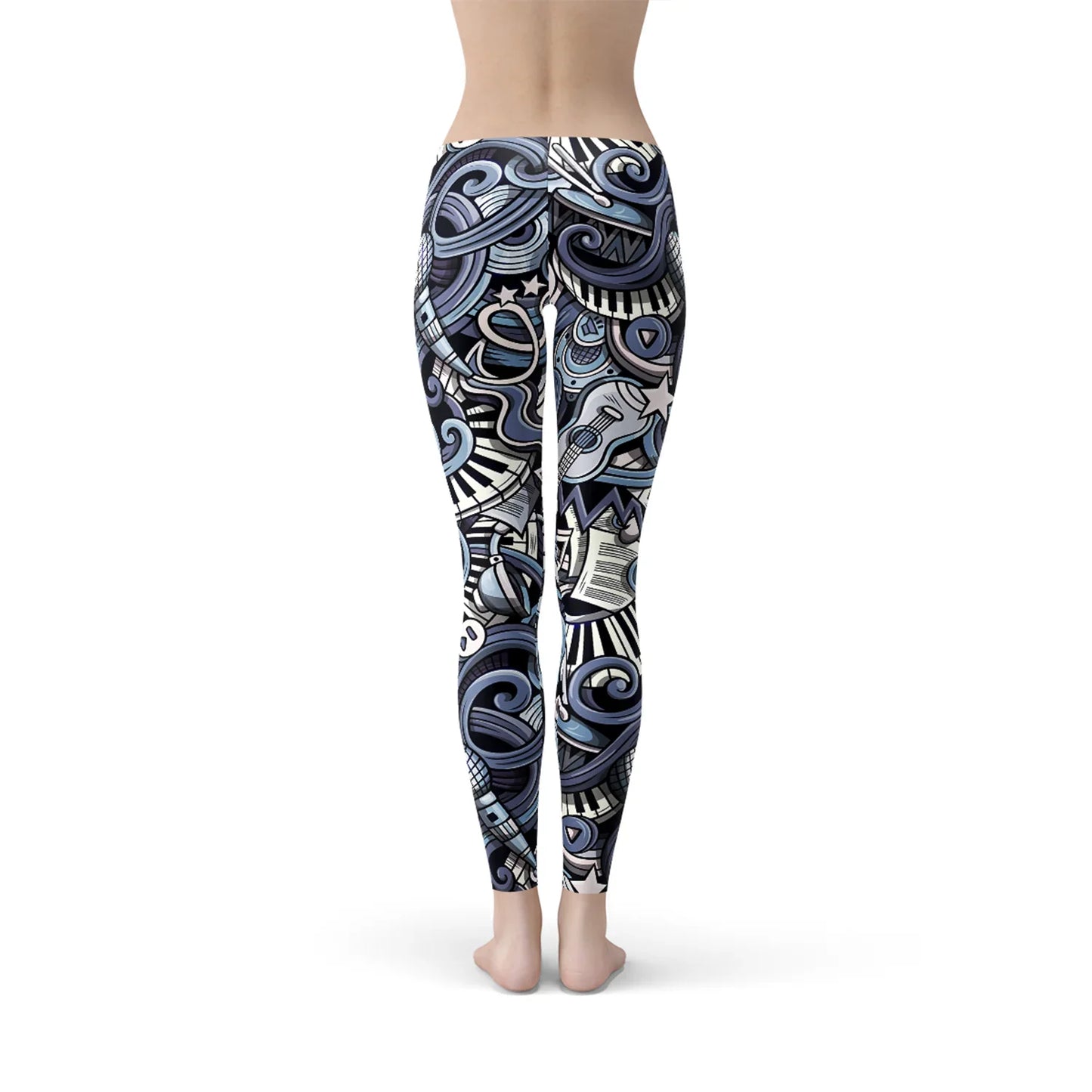 Womens Music Blue Leggings - Which Mark