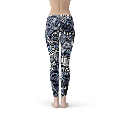 Womens Music Blue Leggings - Which Mark