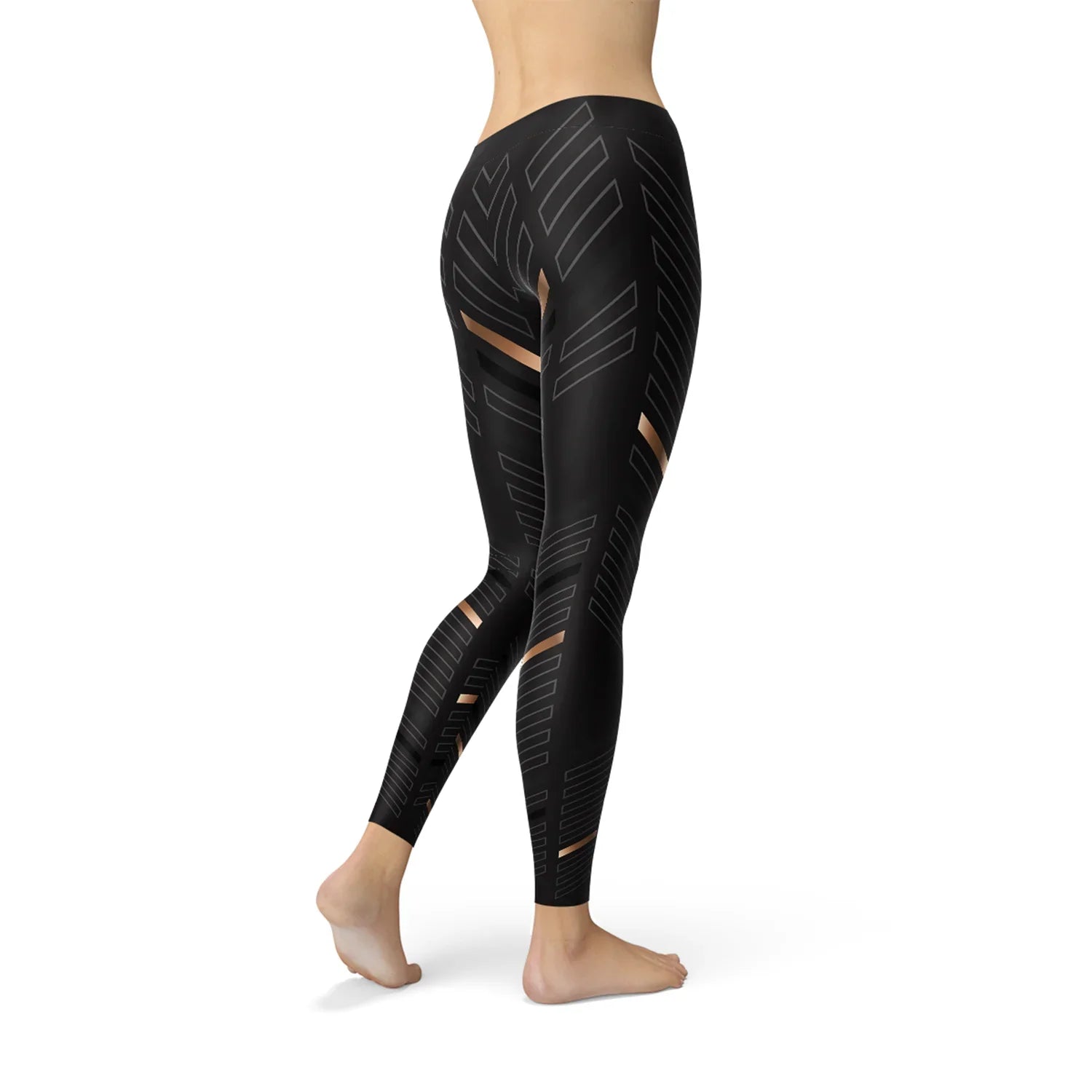 Womens Sports Stripes Black Leggings - Which Mark