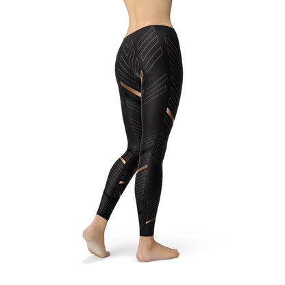 Womens Sports Stripes Black Leggings - Which Mark