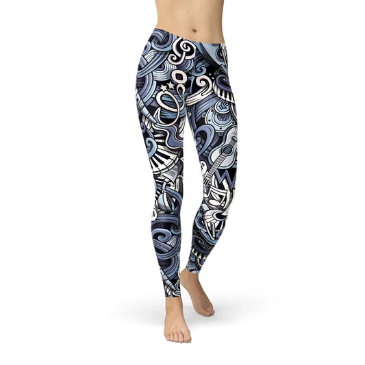 Womens Music Blue Leggings - Which Mark