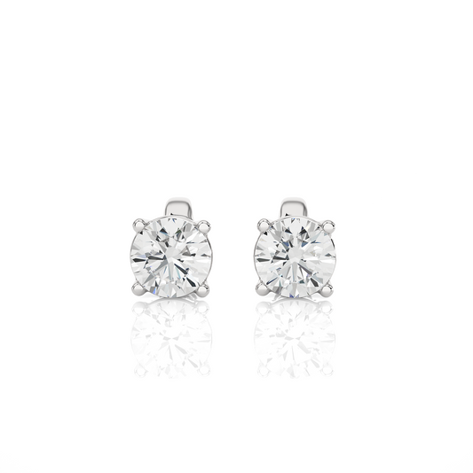 White Gold Moissanite Round Shape Earring – WE0094 - Which Mark