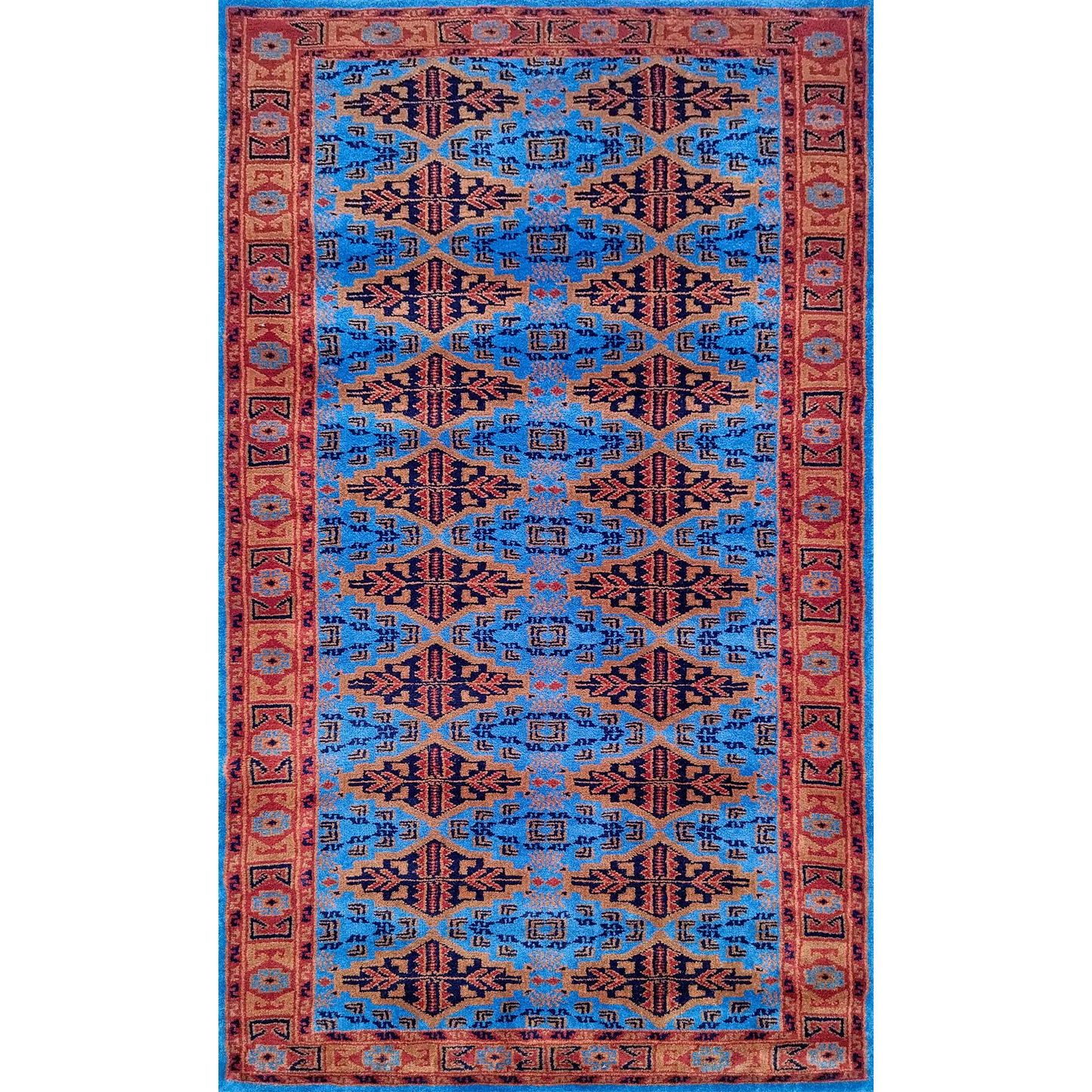 3×5 Feet Hand Knotted Blue Wool Carpet - Which Mark