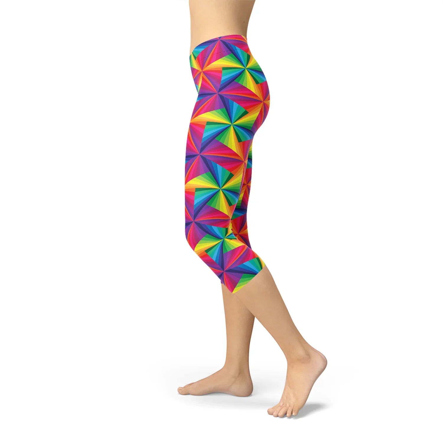 Womens Rainbow Pinwheel Capri Leggings - Which Mark