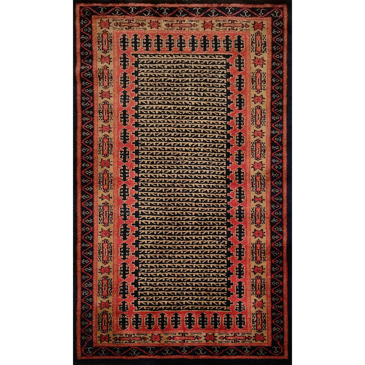 3×5 Feet Hand Knotted Tribal Wool Carpet Black - Which Mark