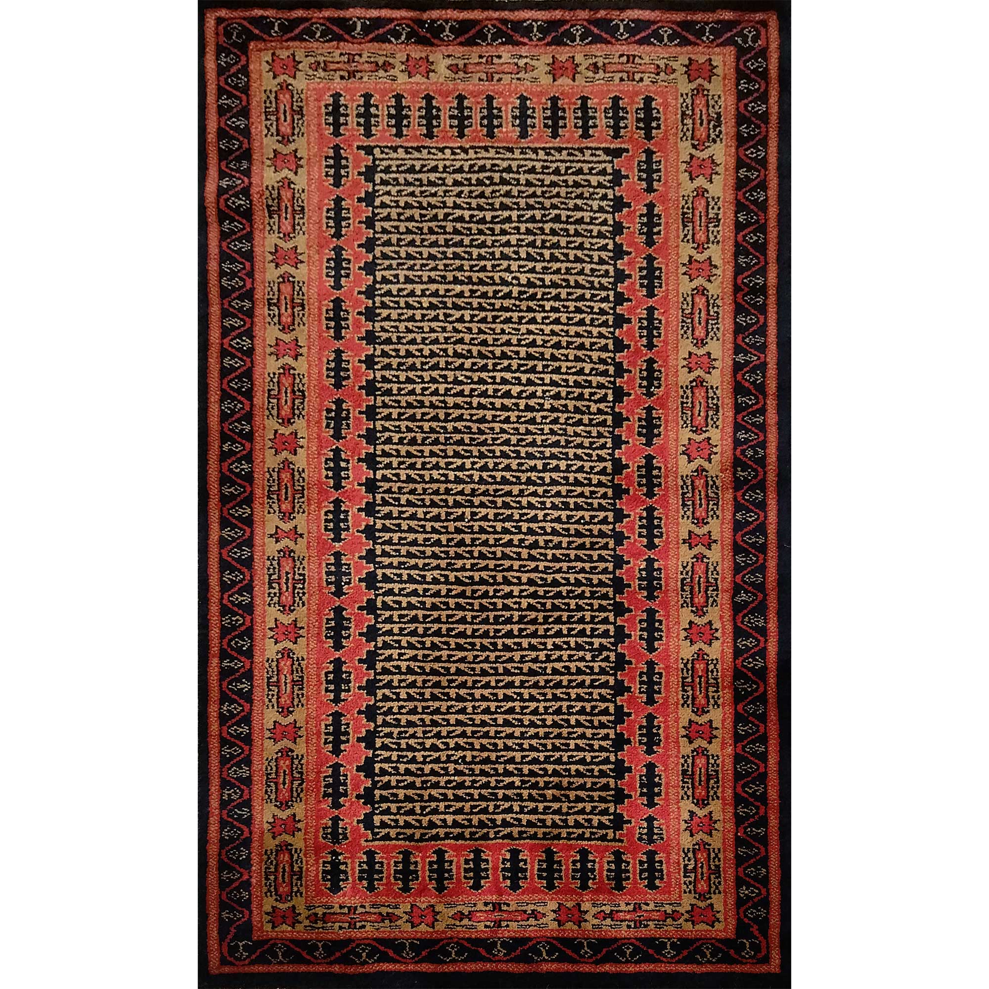 3×5 Feet Hand Knotted Tribal Wool Carpet Black - Which Mark