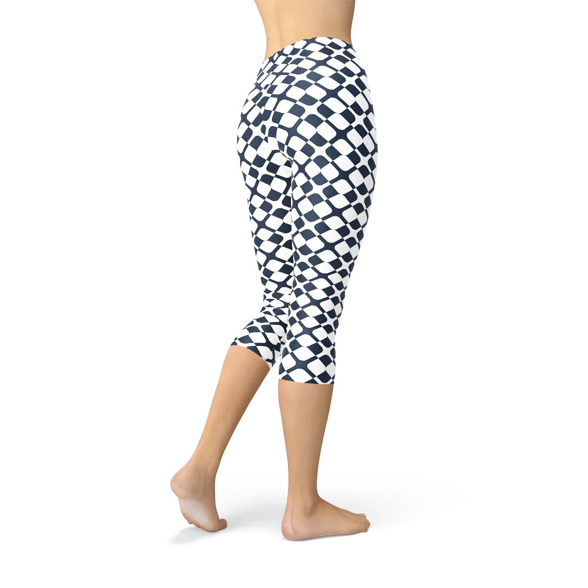 Womens Geometric Blue Tile Capri Leggings - Which Mark