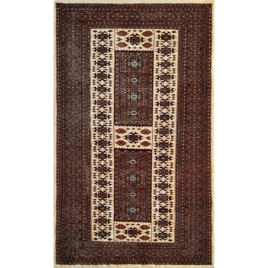 3×5 Feet White Hand Knotted Wool Carpet Dubba - Which Mark