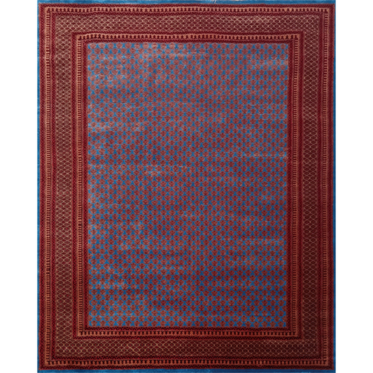8×10 Feet Handmade Wool Carpet Royal Blue Lichi Traditional Luxury - Which Mark