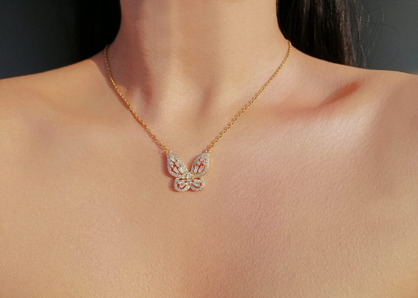 24K Butterfly Pendant Necklace - Which Mark
