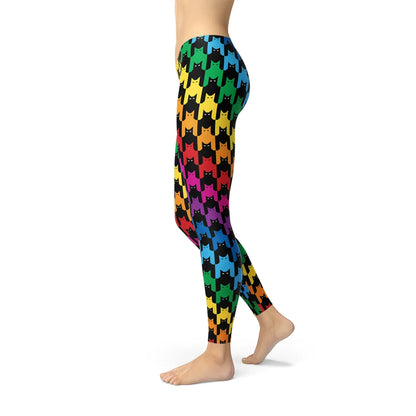 Womens Cat Houndstooth Leggings - Which Mark