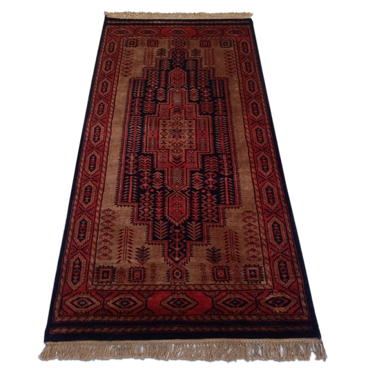 3×5 Feet Hand Knotted Wool Carpet Black & Brown - Which Mark