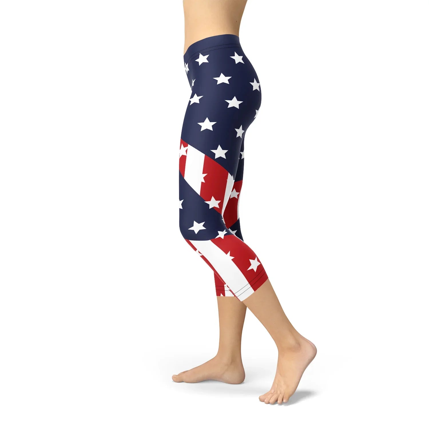 Womens American Flag Capri Leggings - Which Mark