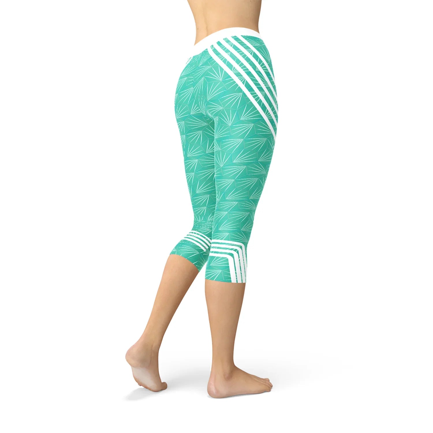 Turquoise Sports Capri Leggings - Which Mark