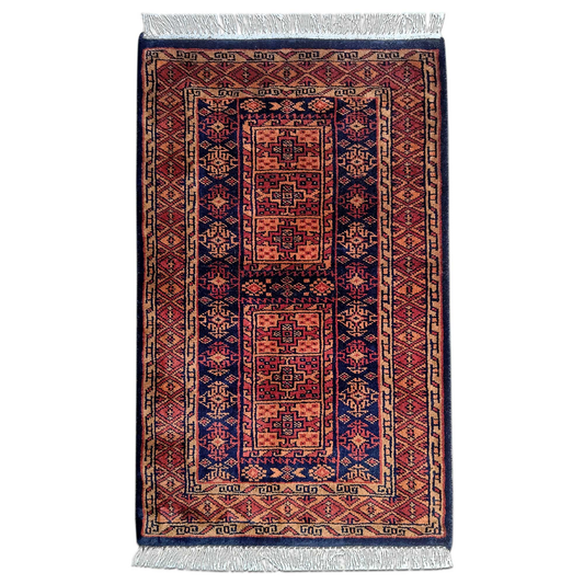 2×3 Feet Black Hand Knotted Wool Carpet Dubba - Which Mark