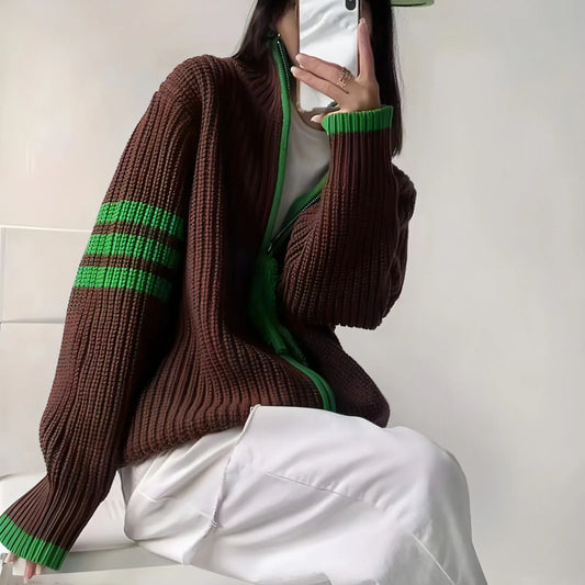 Zipped Stand Collar Sweater Coat Women - Edition 25 - Which Mark