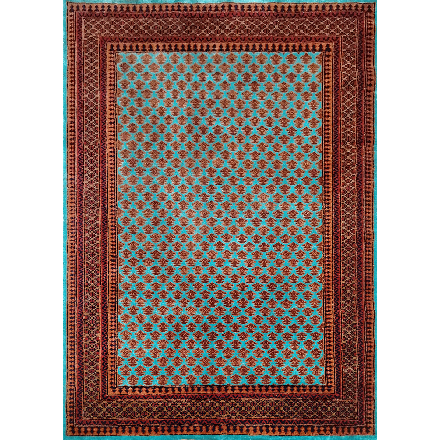 5×7 Feet Hand Knotted Wool Carpet Turquoise - Which Mark