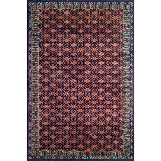 4×6 feet Black Hand Knotted Wool Carpet (Burfi) - Which Mark