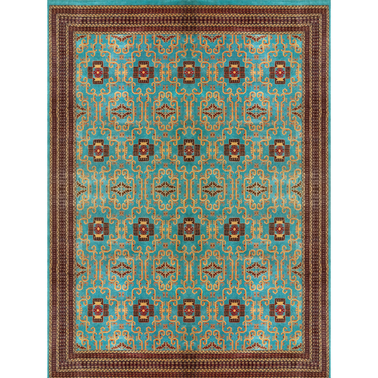 9×12 Ft Handmade Turquoise Wool Carpet Palace - Which Mark