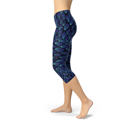 Womens Blue Mermaid Capri Leggings - Which Mark