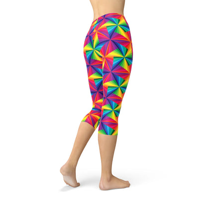 Womens Rainbow Pinwheel Capri Leggings - Which Mark