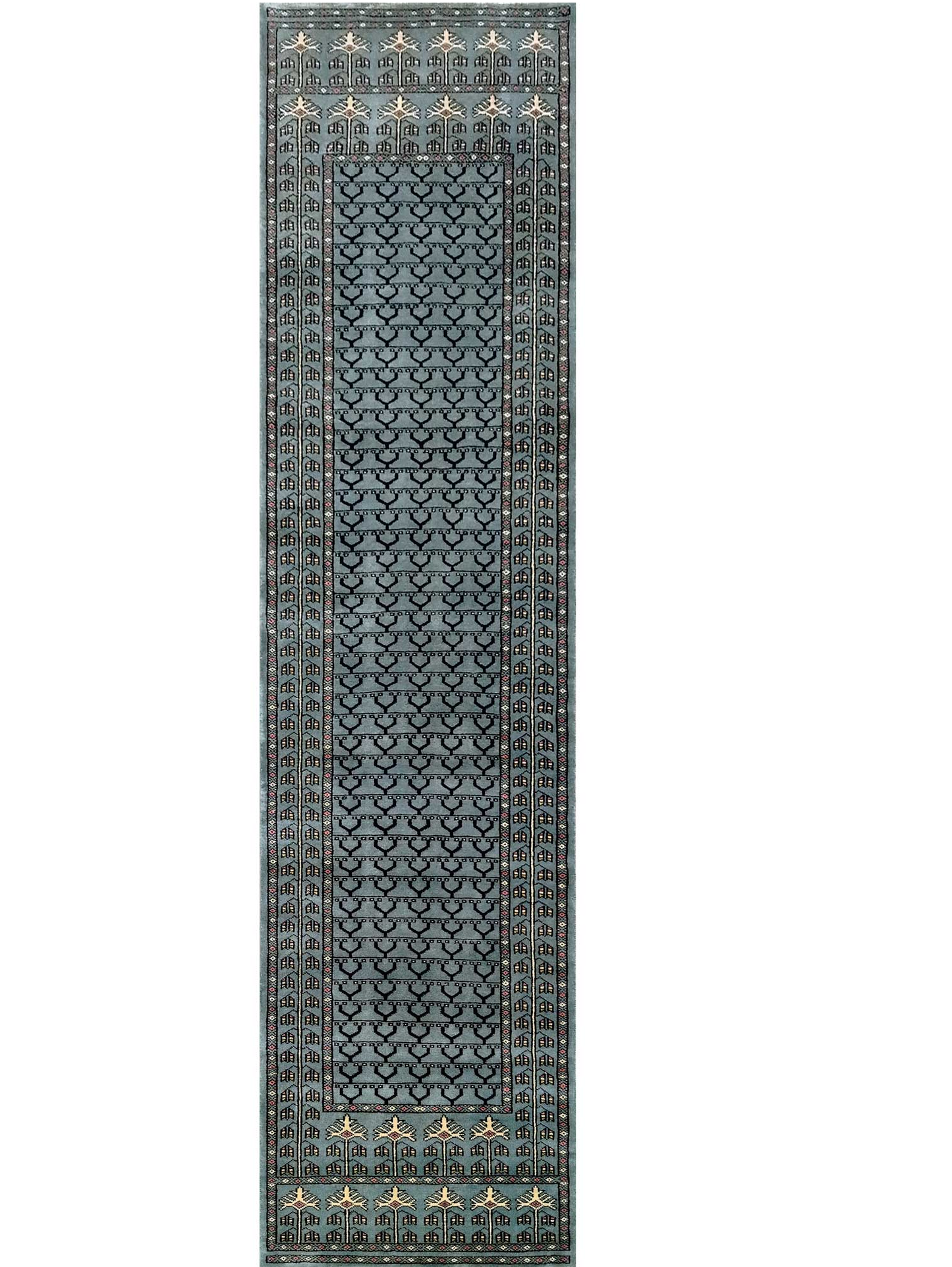 2.5×10 Feet Hand Knotted Wool Carpet Runner Gray - Which Mark