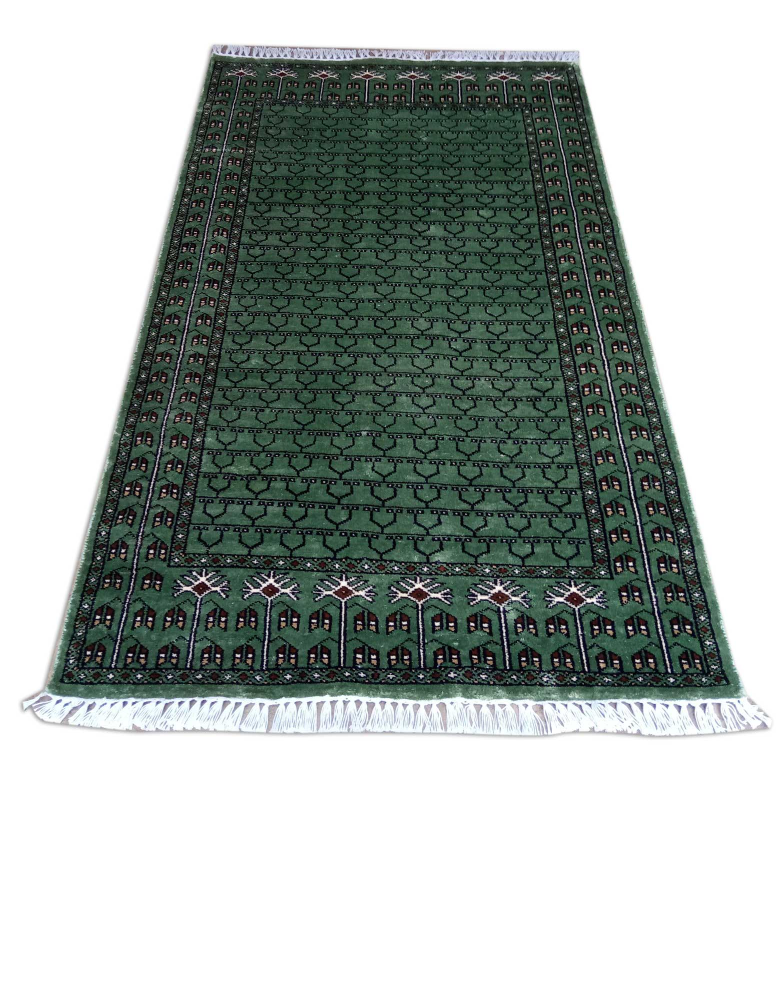 3×5 Feet Green Hand Knotted Parda Carpet Green Lite - Which Mark