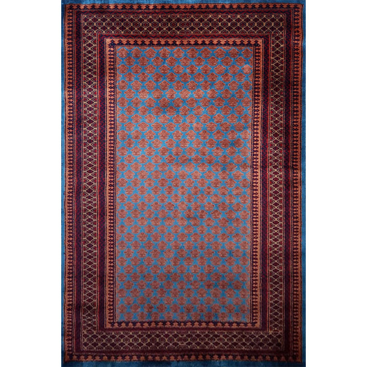 4×6 feet Blue Hand Knotted Lichi Wool Carpet - Which Mark