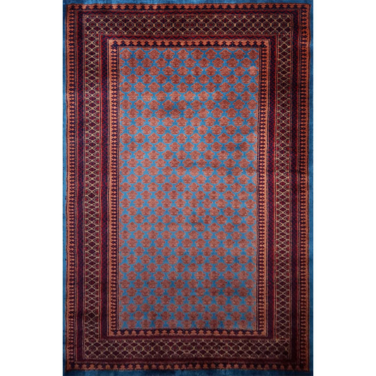 4×6 feet Blue Hand Knotted Lichi Wool Carpet - Which Mark