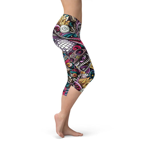 Womens Grunge Rock n Roll Capri Leggings - Which Mark