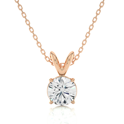 Rose Gold Moissanite Round Shape Pendant – OF0002 - Which Mark