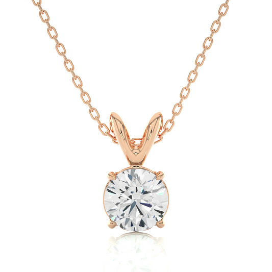Rose Gold Moissanite Round Shape Pendant – OF0002 - Which Mark