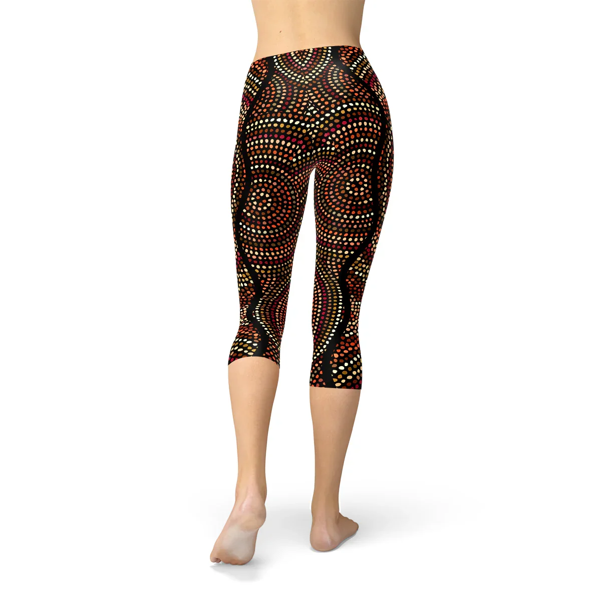 Womens Polka Dots Aboriginal Artwork Capri (V2) - Which Mark