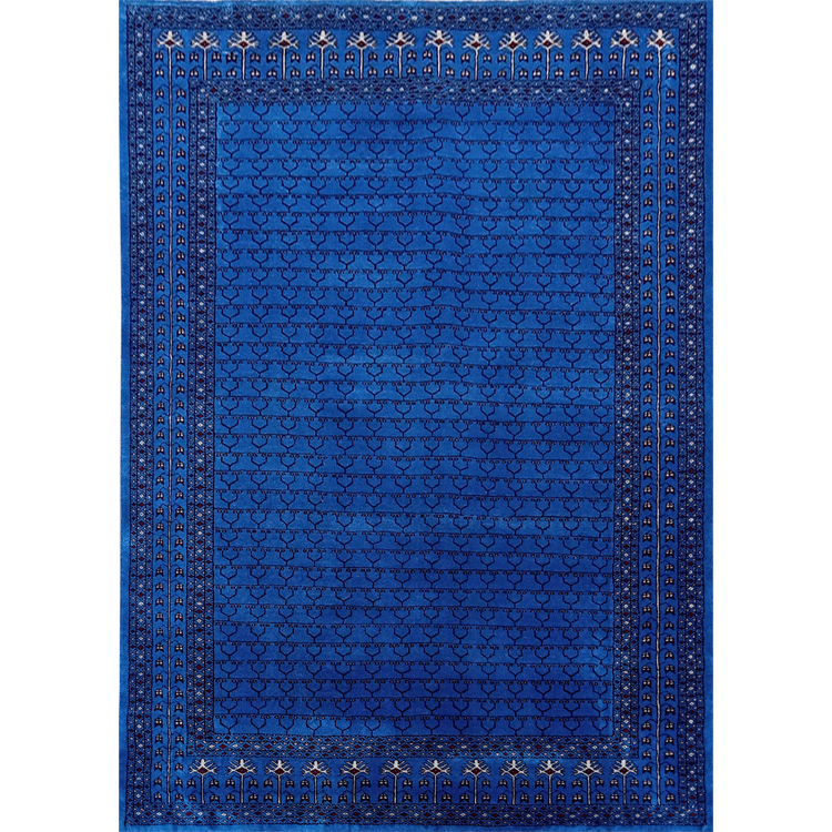 5×7 Feet Handmade Wool Carpet Royal Blue Hand Knotted Parda - Which Mark