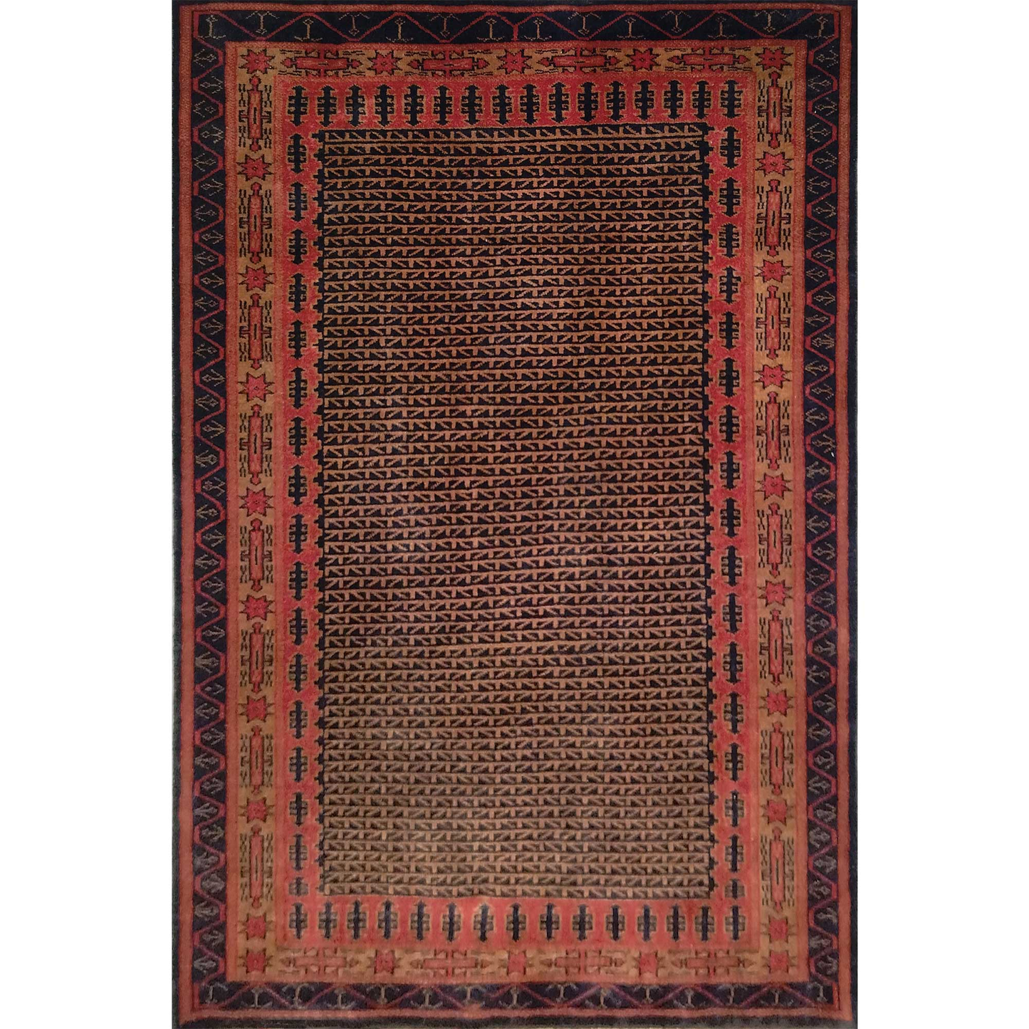 4×6 Ft Handmade Black & Brown Wool Carpet - Which Mark