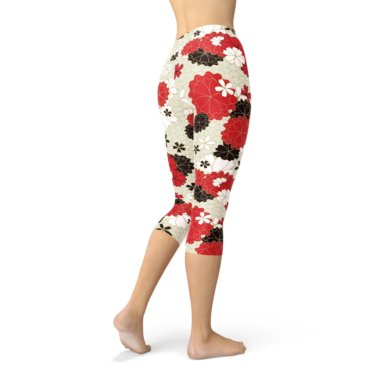 Womens Japanese Cherry Blossom Capri Leggings - Which Mark