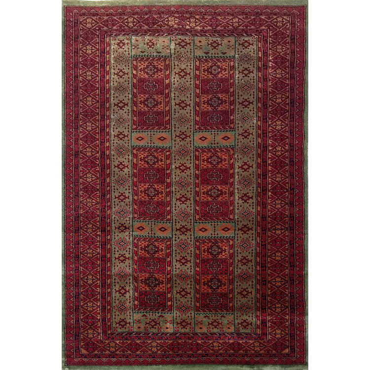 4×6 Feet Green Hand Knotted Dubba Carpet - Which Mark