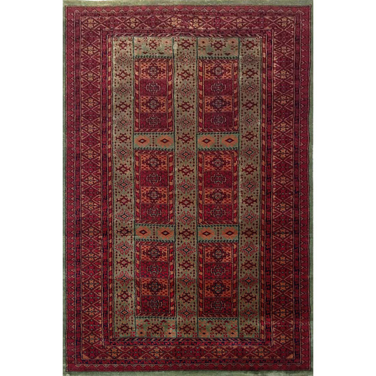4×6 Feet Green Hand Knotted Dubba Carpet - Which Mark